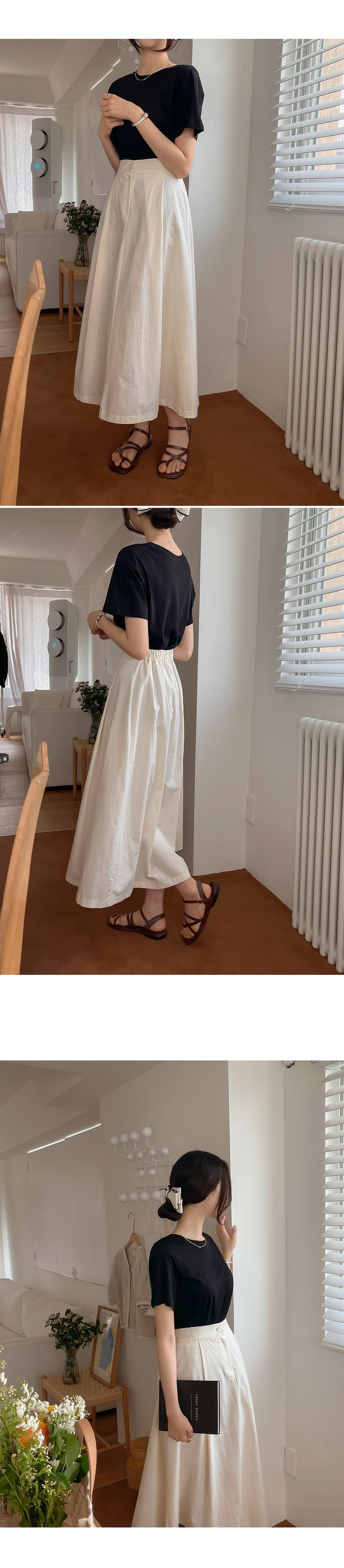 韓國女裝代購 - 好搭配微透圓領短袖上衣-白 (FREE)