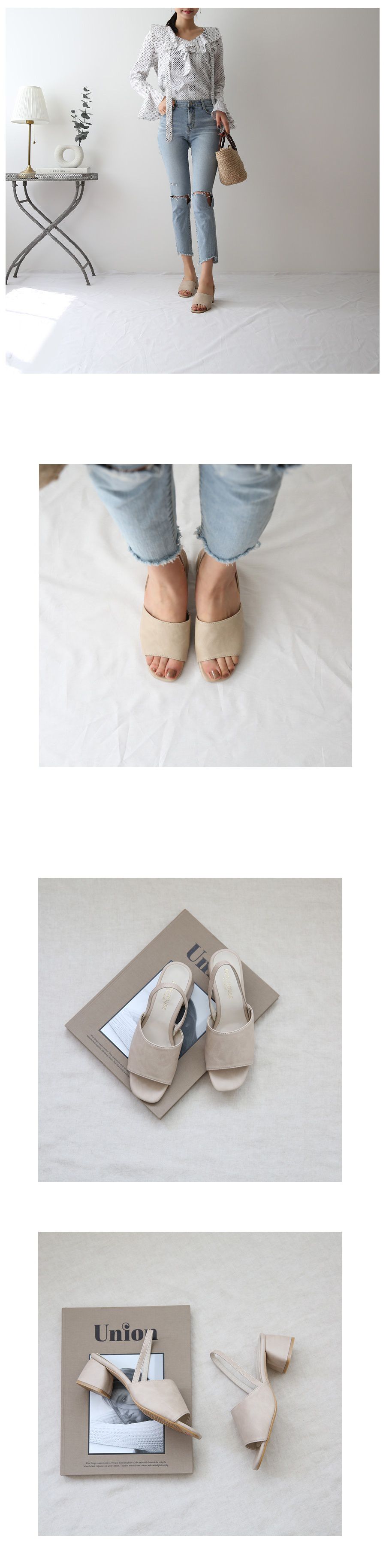 韓國 Dangolunni - 5cm寬面優雅細帶涼鞋-杏