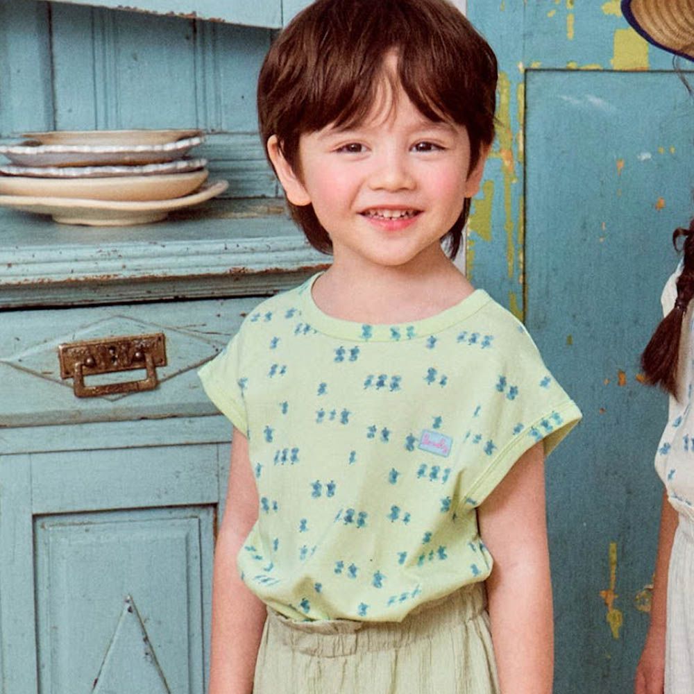 小鴨鴨圖案背心上衣-淺綠