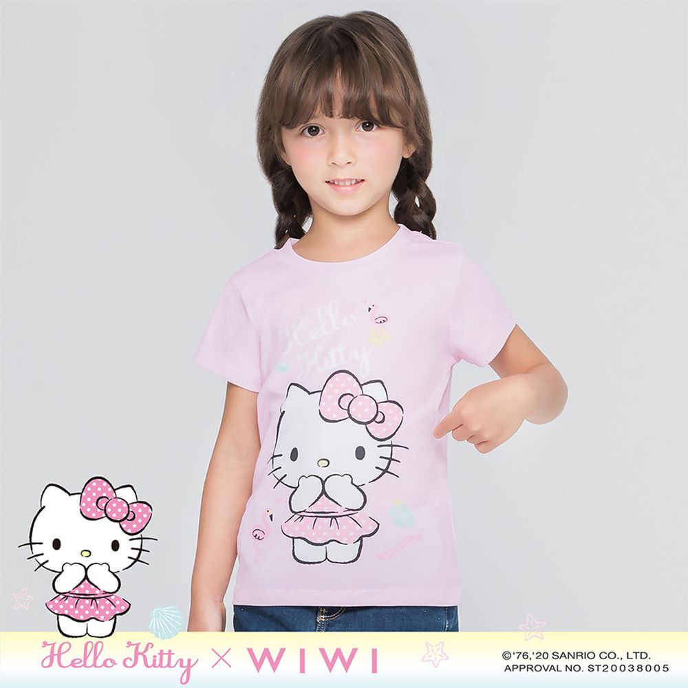 WIWI - 短版-羞澀Hello Kitty防曬排汗涼感衣-童-戀愛粉