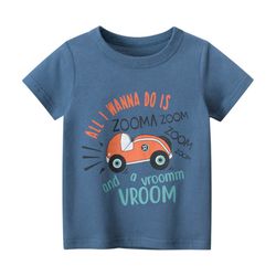27KIDS - 純棉短袖上衣-復古賽車-藍色