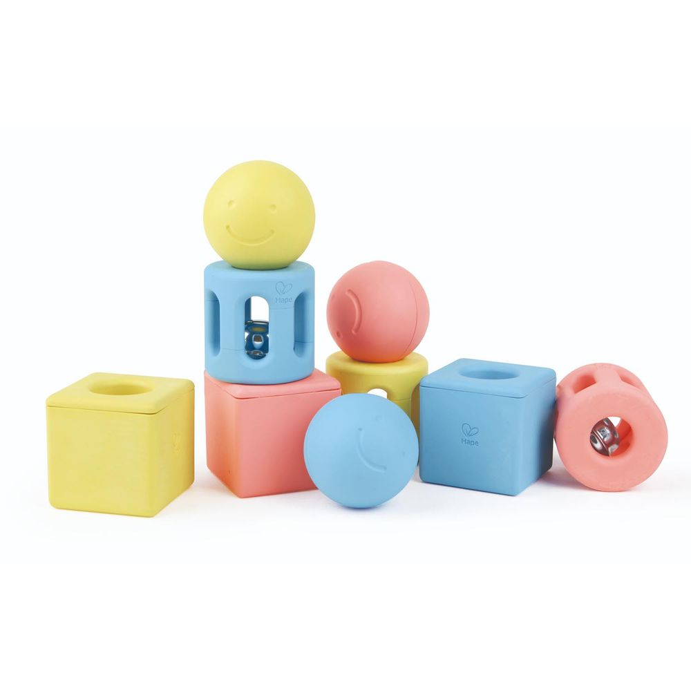 德國 Hape - 日本米製幾何搖鈴積木球9件組