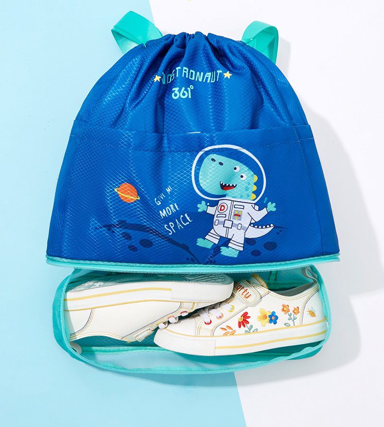乾濕分離兒童游泳包-太空恐龍-藍色 (34x9x39cm)