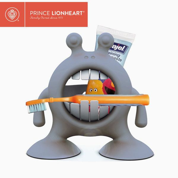 美國PRINCE LIONHEART - 洗手刷牙學習組-兒童洗手引水器(水龍頭延伸器)+怪獸牙刷牙膏整理架(吸盤底座)+多功能二階防滑凳各1個-銀河灰