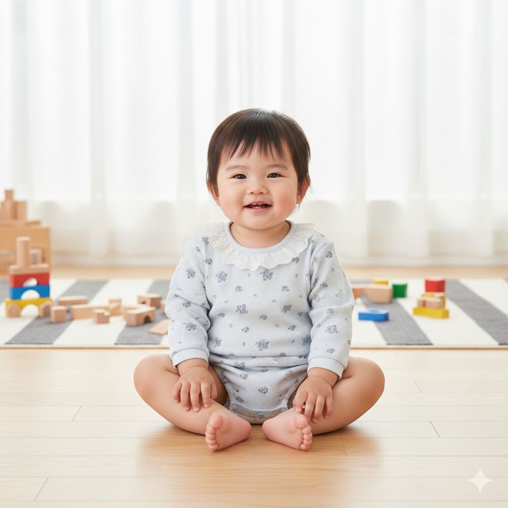 長袖外出包屁衣-滿版印花-淺藍色