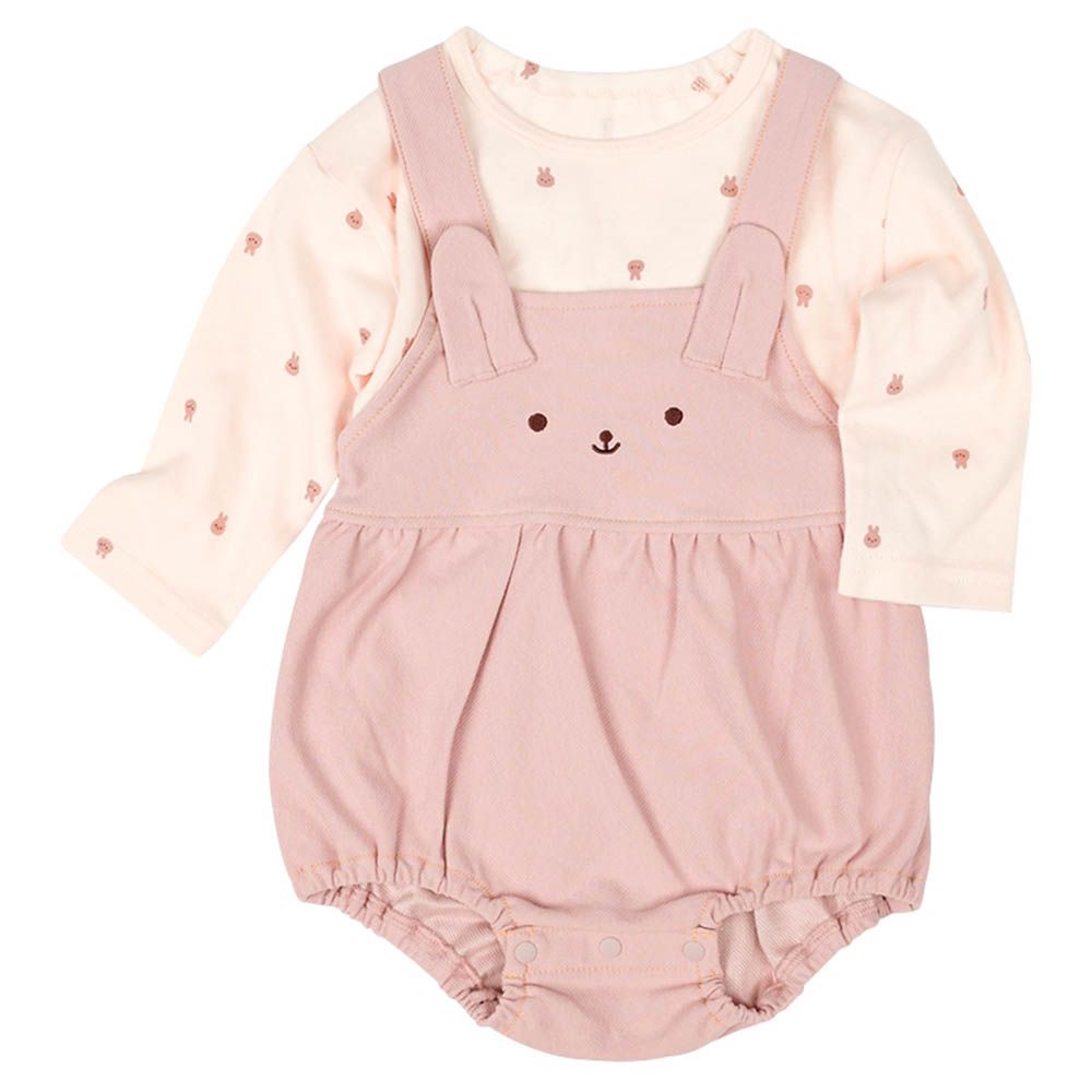 吊帶褲+T恤--粉紅色