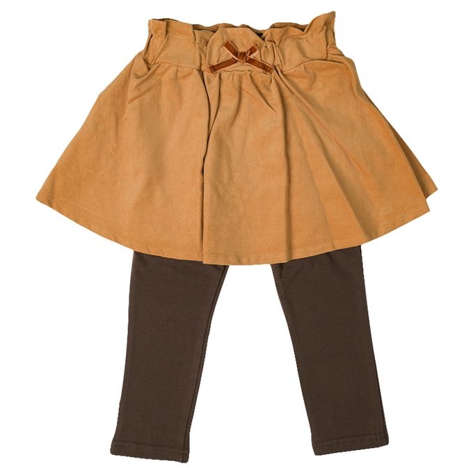 akachan honpo - 假兩件裙褲-超細燈芯絨-淺卡其色