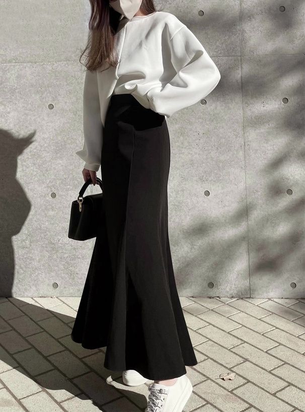 日本 GRL - 優雅修身魚尾長裙-象牙杏