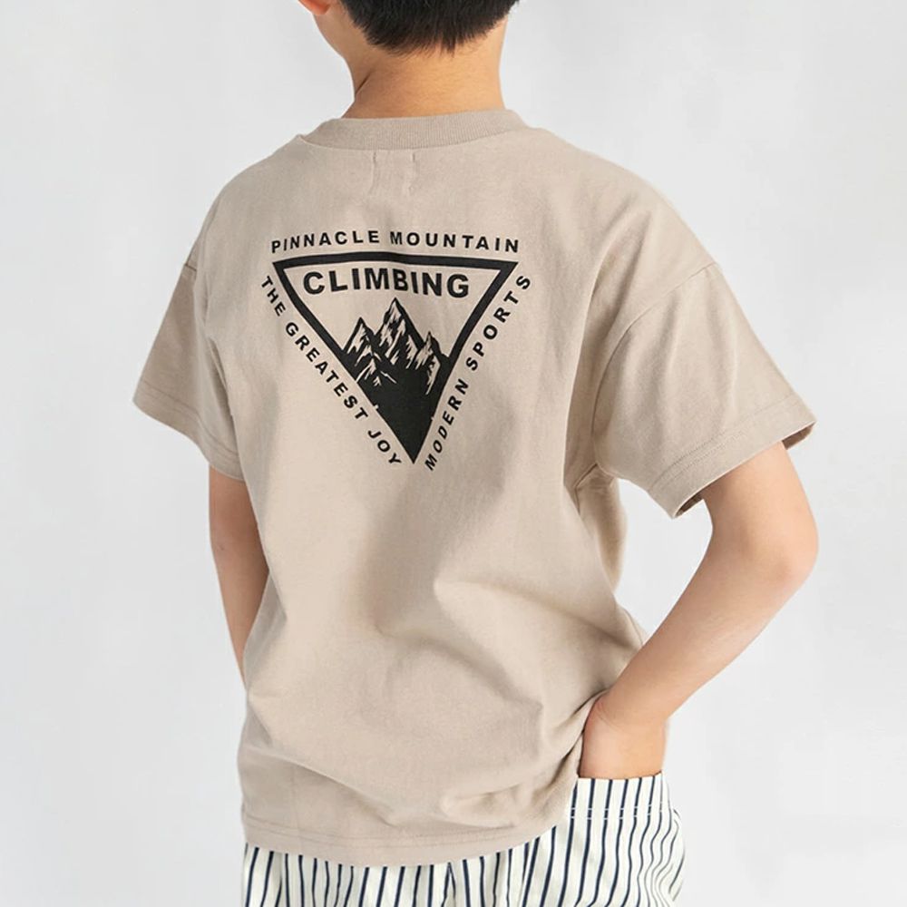 天竺棉可愛印花短袖上衣-三角山脈-卡其棕