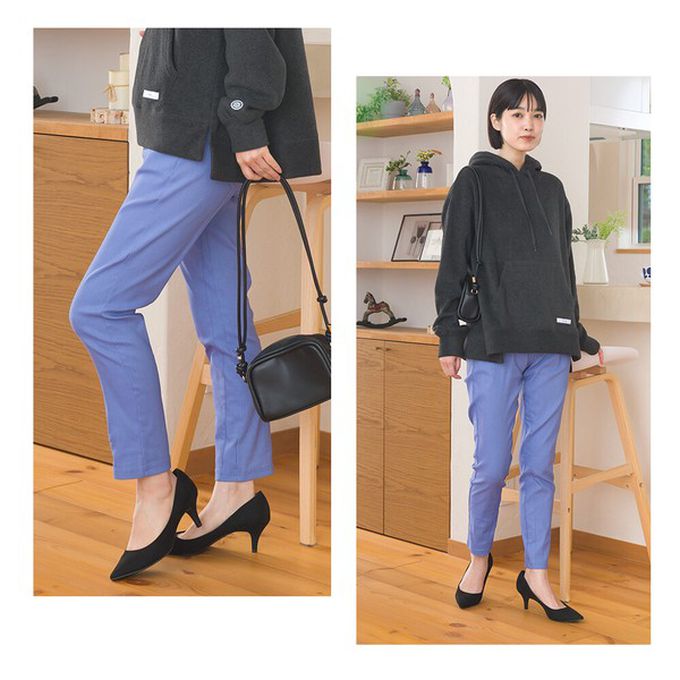 日本 OMNES - 美腳彈性內刷毛錐形長褲(後腰鬆緊)-芥末黃