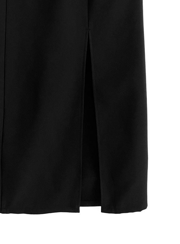 日本 GRL - 定番百搭美腿開衩長裙-簡約黑