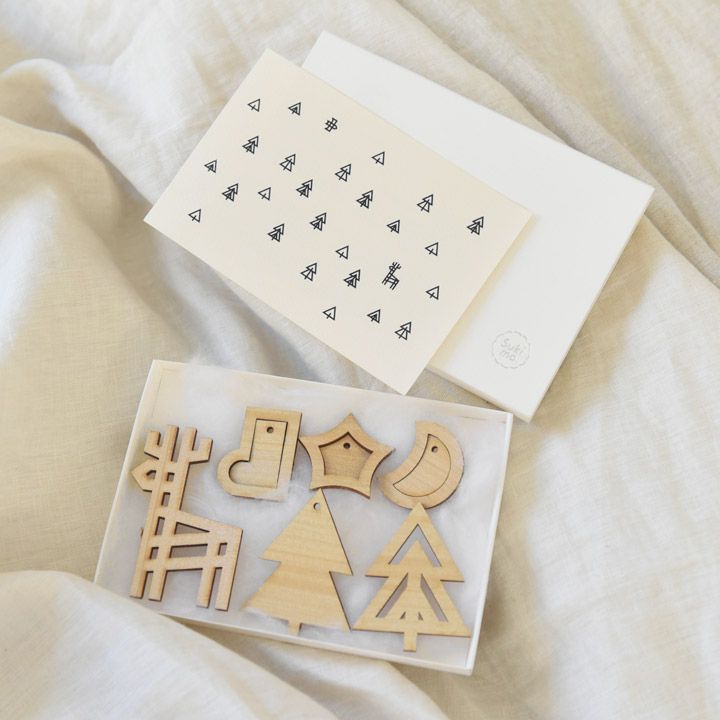 日本 kukka ja puu - 日本製 天然木輕量掛飾9件組-聖誕夜