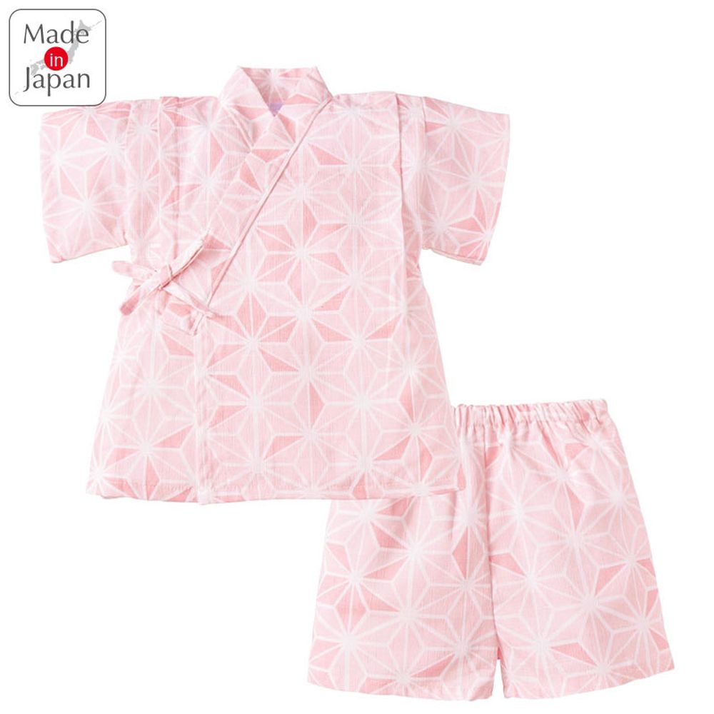 兩件式甚平-麻葉-粉紅色