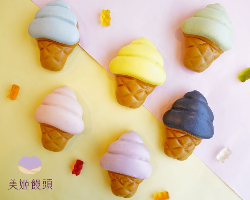 美姬饅頭 - 彩虹冰淇淋鮮乳造型饅頭 (一盒六入)-34g