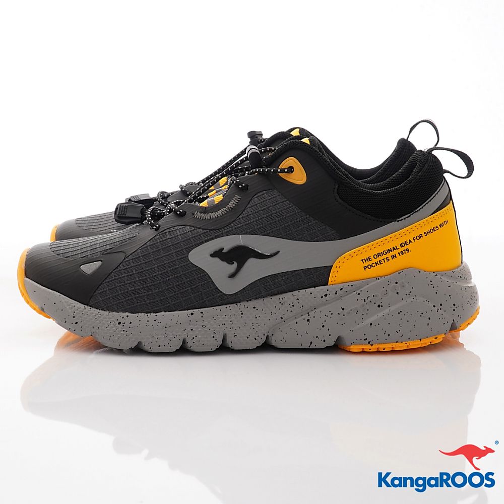 KangaROOS - 美國袋鼠鞋男段束口設計 防潑水跑鞋-運動鞋-灰黑
