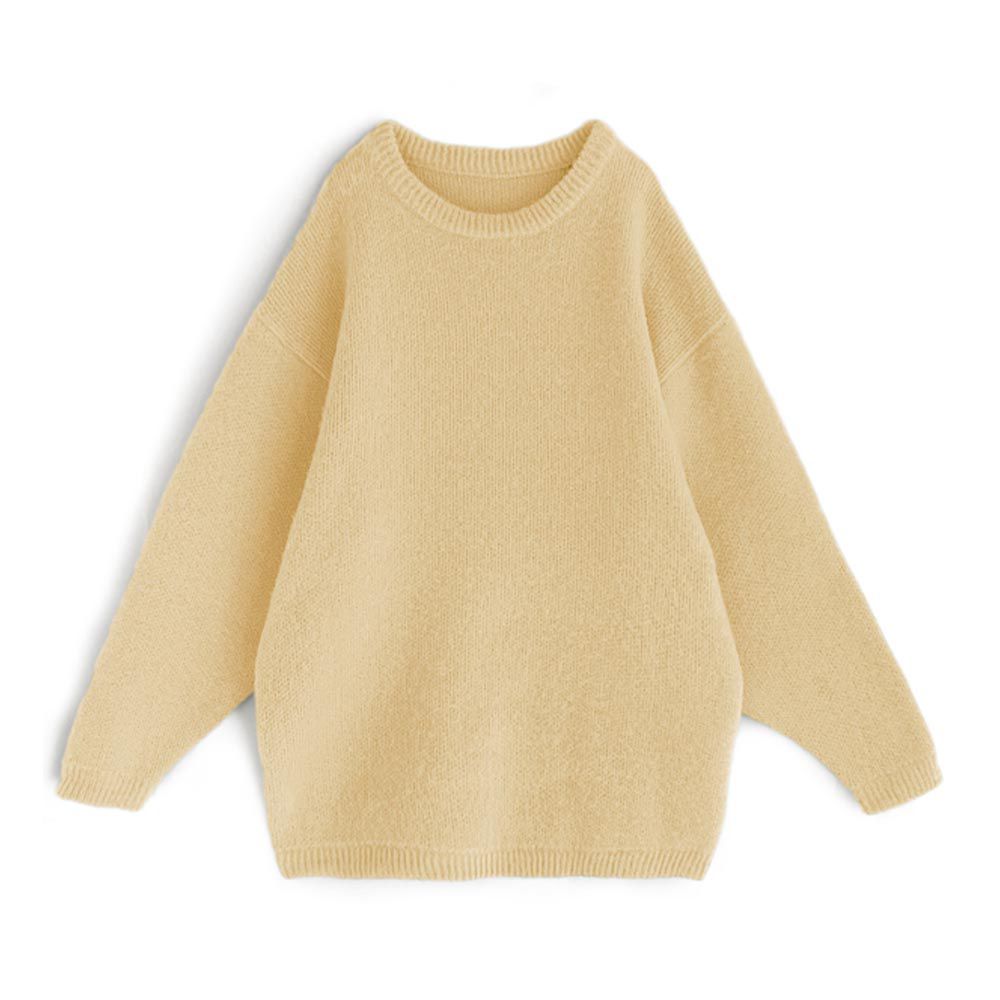 日本 GRL - 男友風寬鬆長版針織毛衣-奶油黃 (F)