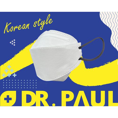 Dr. PAUL - 成人醫療級韓式4D魚形口罩/雙鋼印/台灣製-KF94/3D韓版/三片接合-天使白 (21x18cm)-10入/盒(未滅菌)