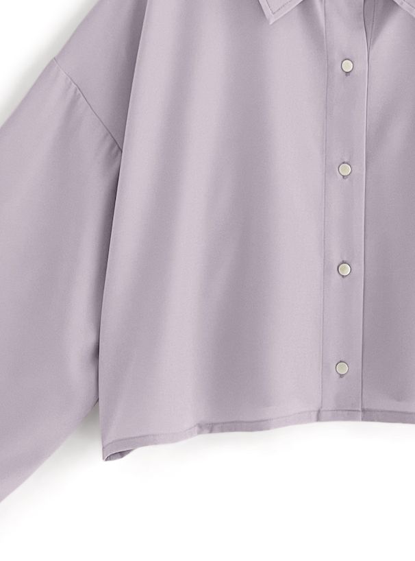 日本 GRL - 後抽繩翻領泡泡長袖襯衫-薰衣草 (F)