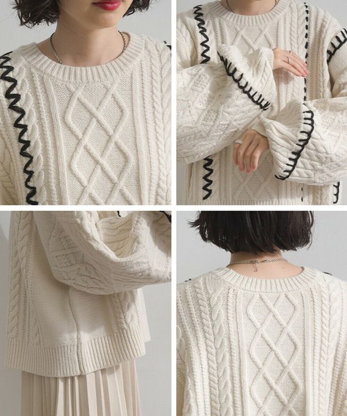 日本 ELENCARE DUE - 手工編織感柔美麻花紋理毛衣-黑