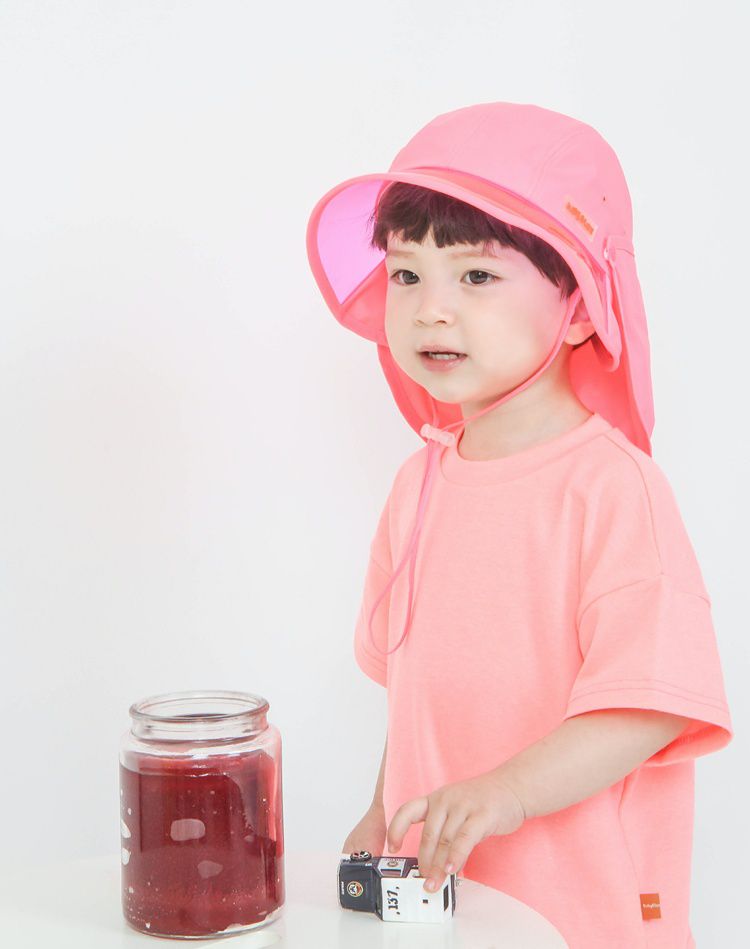 韓國 Babyblee - 抗UV遮陽板遮脖防曬帽-粉紅 (頭圍：L(50-54cm))