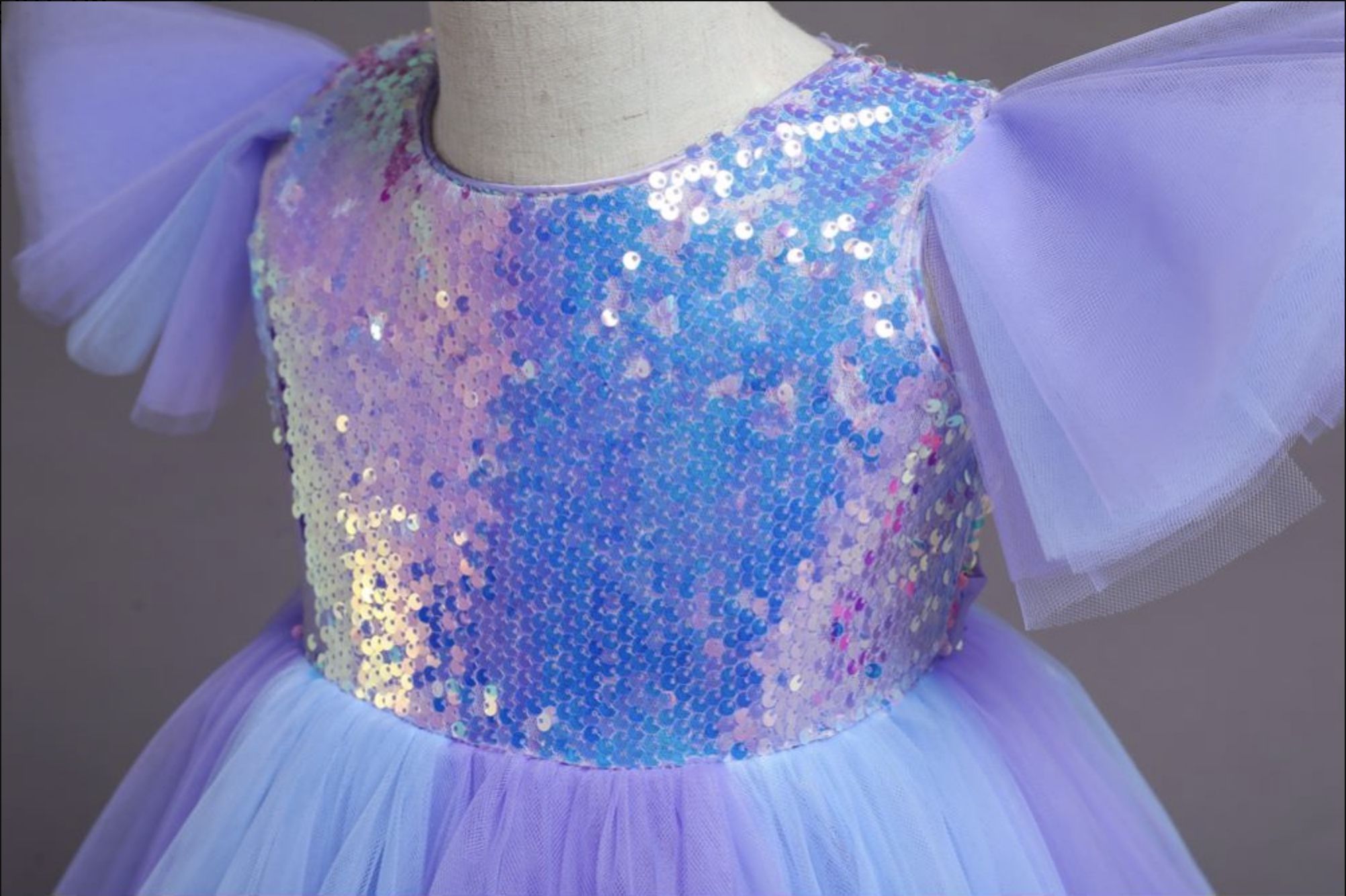 love, charlotte - 漸層藍紫蝴蝶仙子-2 Way 穿搭-洋裝, 翅膀, 亮片蝴蝶結髮夾