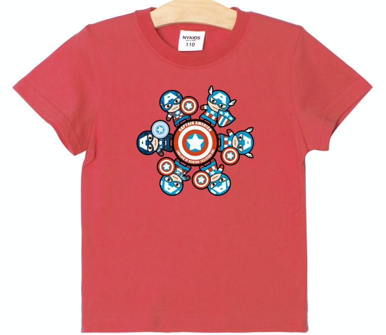 (韓製)正版復仇者聯盟 - 純棉T-美國隊長的軍隊-黑