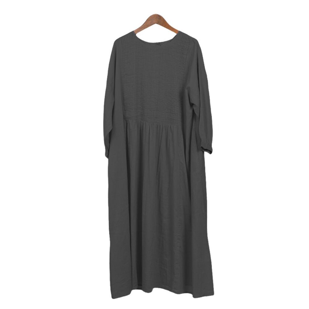 日本 OMNES - 2way森林感排扣純棉洋裝/罩衫-黑 (Free size)