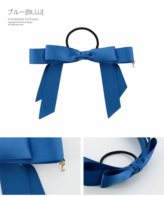 日本 Catherine Cottage - 長蝴蝶結鑰匙墜飾髮圈-嬰兒粉