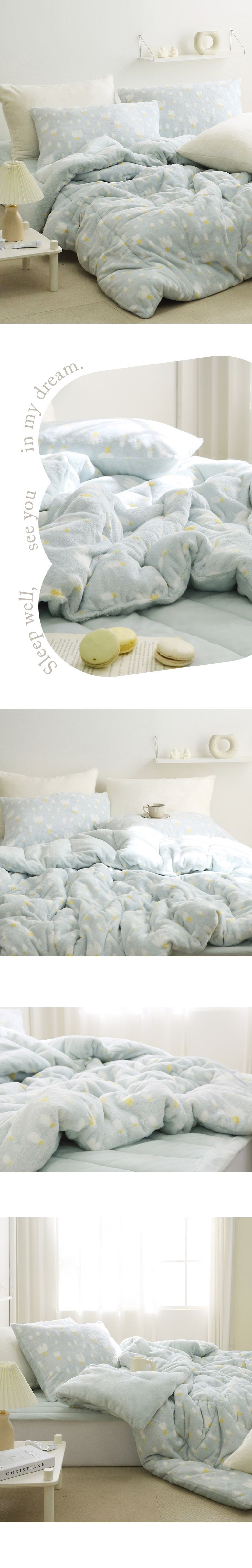 韓國 FLORA - 5mm雙面超細短絨毛棉被(冬被)-天藍