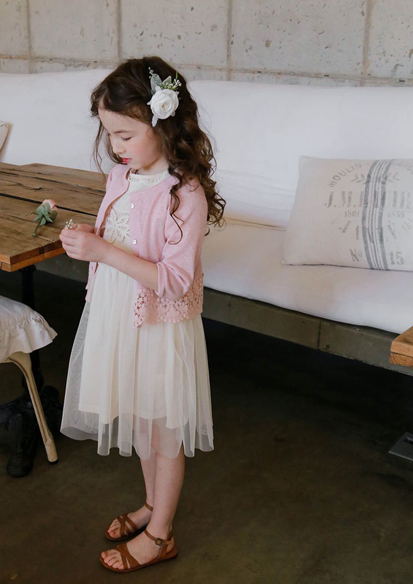 韓國 PuellaFLO - 鏤空花瓣下襬小外套-粉紅