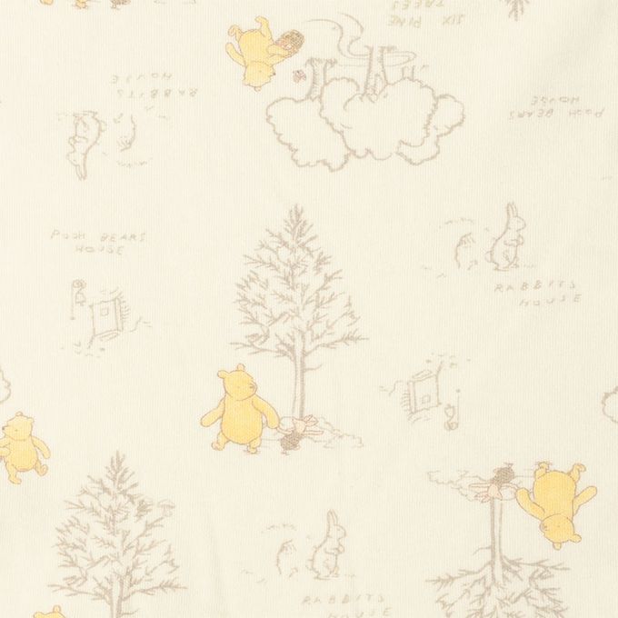 akachan honpo - 長袖連身衣-復古小熊維尼-淺卡其色 (50~60cm)