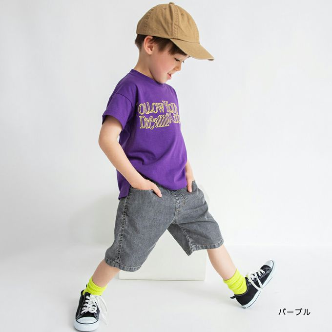 日本 BRANSHES - 潮流感英文logo短袖上衣-米杏x棕