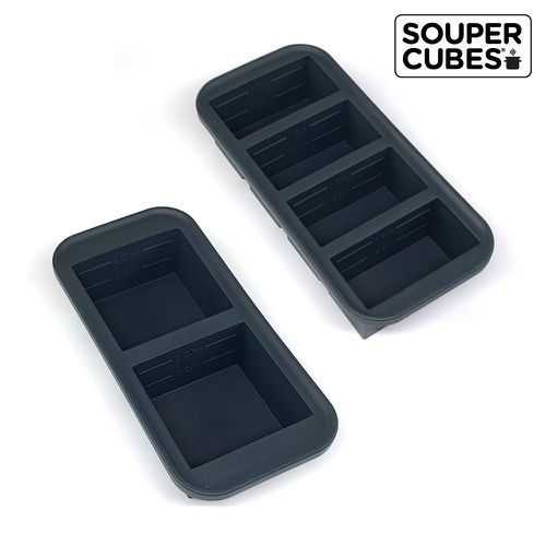 美國SOUPER CUBES - 多功能食品級矽膠保鮮盒_曜石灰2件組(2格+4格)