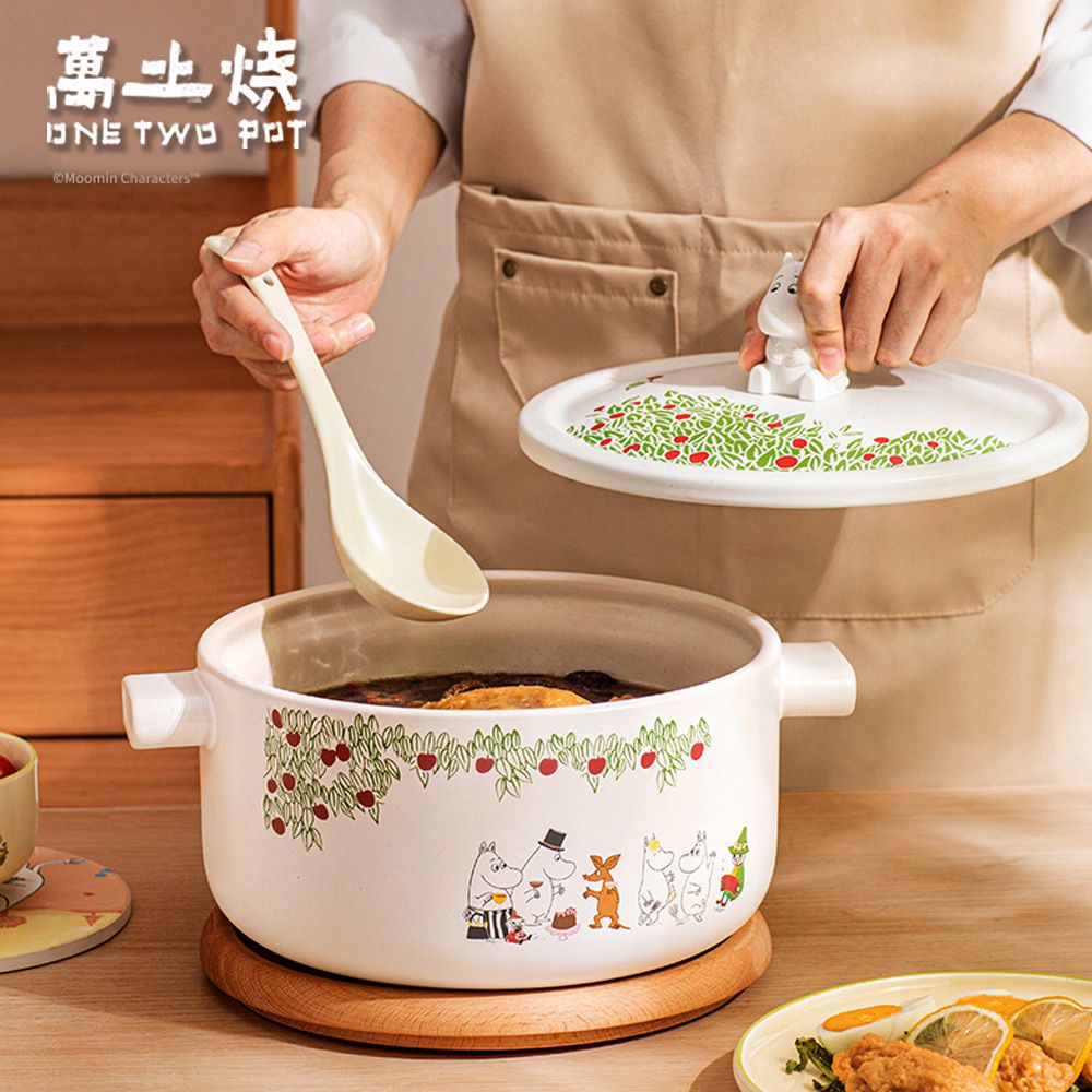 嚕嚕米Moomin正版授權日式燉煮砂鍋/多功能陶鍋/湯鍋-春日之約4500ML