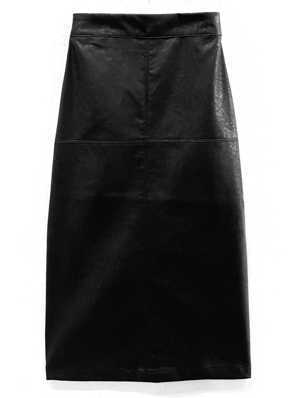 日本 GRL - 時尚修身A字皮裙-時尚黑