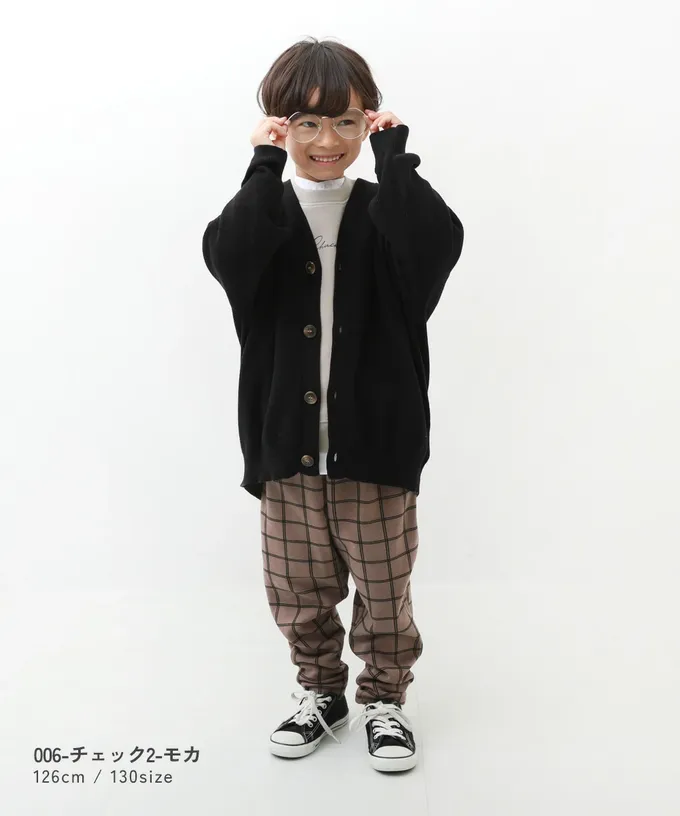 日本 devirock - RICH WARM 刷毛保暖哈倫寬鬆長褲-細格紋-黑