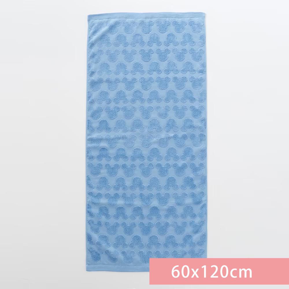日本千趣會 - 日本製 迪士尼純棉今治浴巾-立體米奇頭-天藍 (60x120cm)