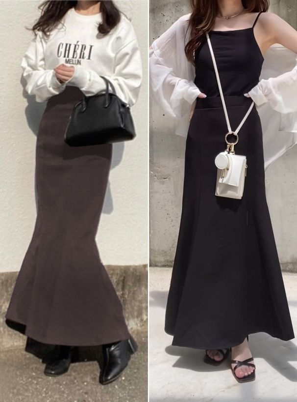 日本 GRL - 優雅修身魚尾長裙-象牙杏