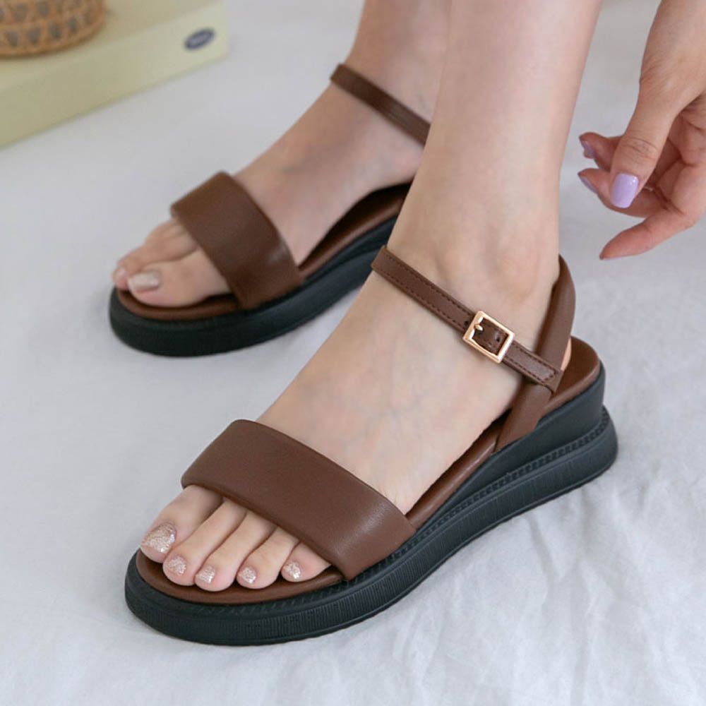 好穿雲朵軟底楔型涼鞋(4cm)-巧克力咖