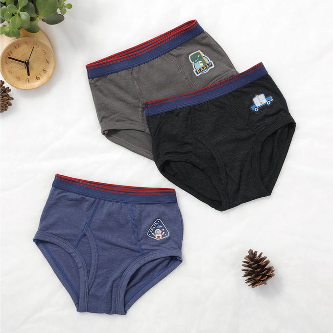 貝柔 Peilou - 天絲棉舒膚平衡童男三角褲-貼布繡-太空-藍