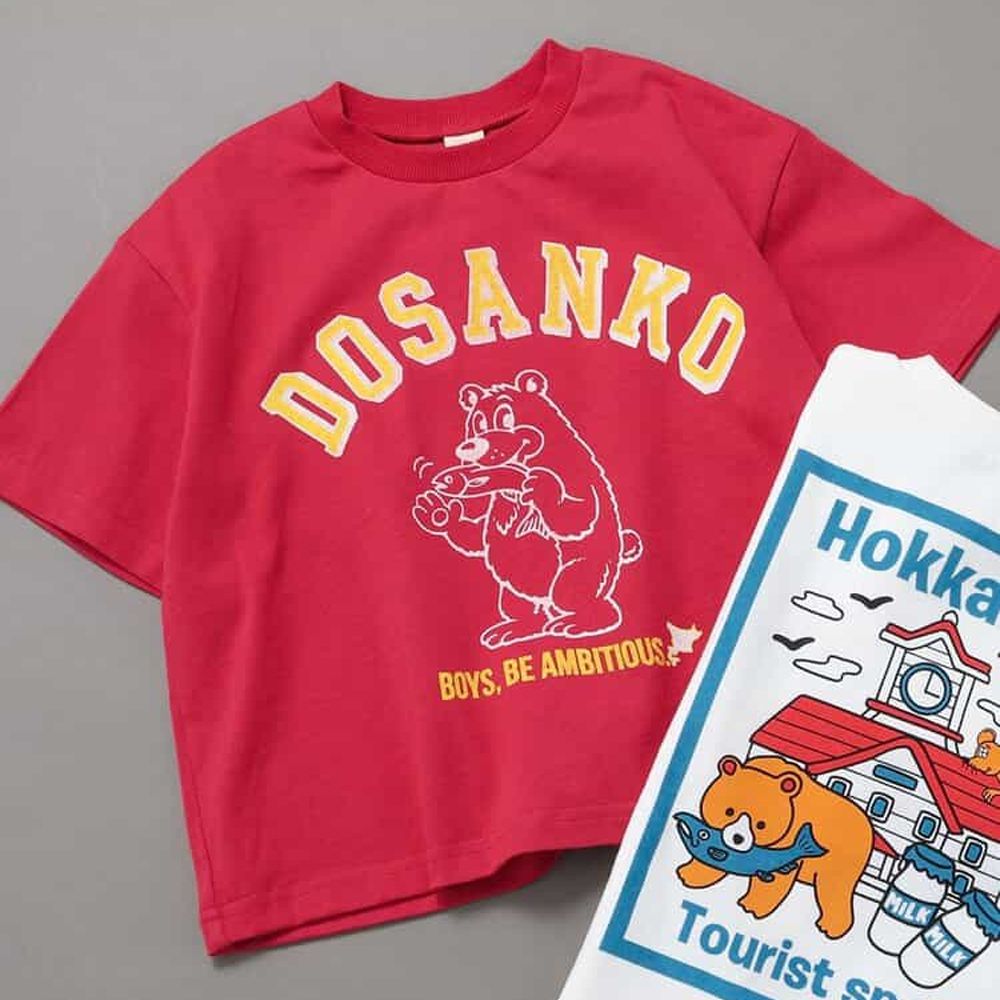 [限量]日本風情印花短袖上衣-北海道熊-紅