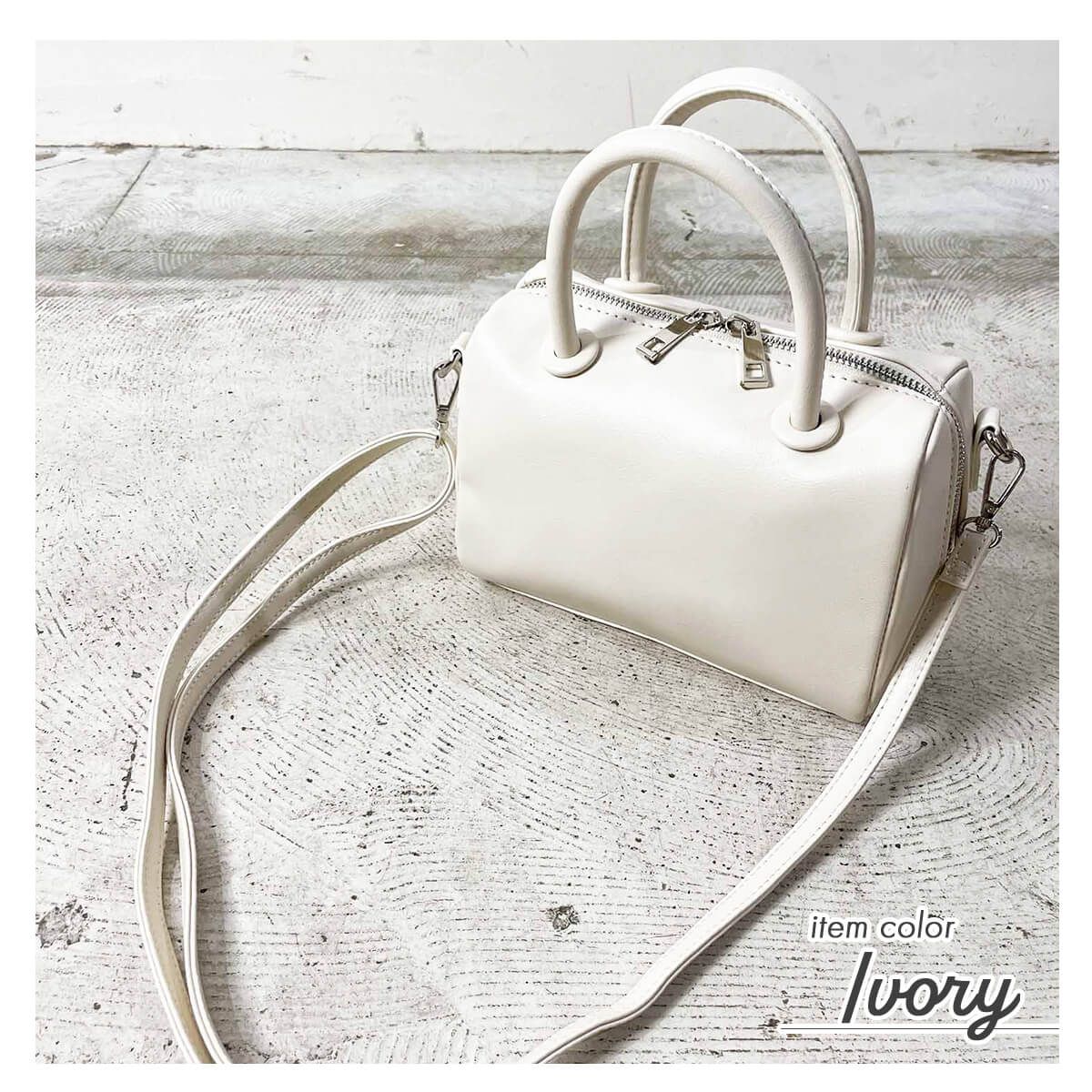 日本服飾代購 - 2way簡約仿皮手提波士頓包/側背包-摩卡 (14x22x10cm)