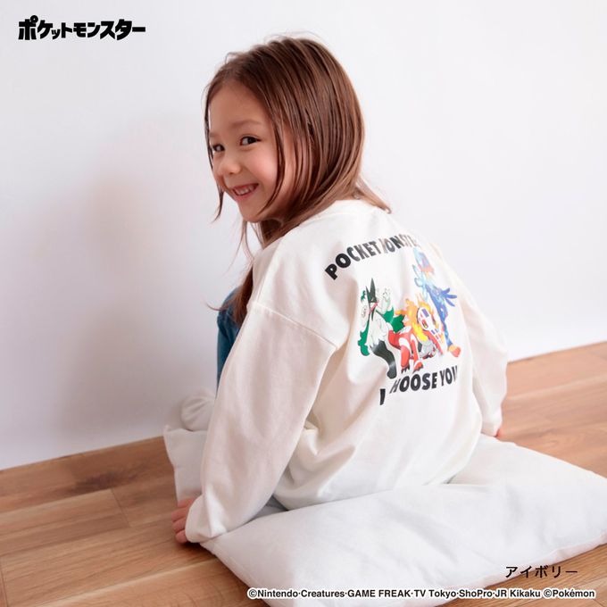 日本 BRANSHES - 超帥寶可夢前後印花長袖上衣-黑色列空坐-黑