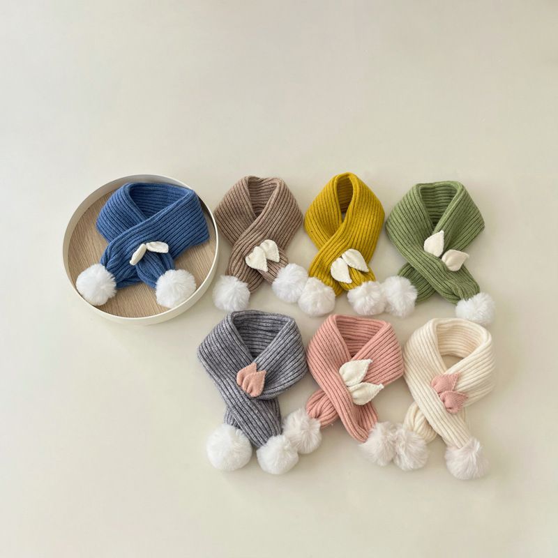 Q萌造型針織絨毛圍脖-小耳朵-咖啡色 (70x8cm)