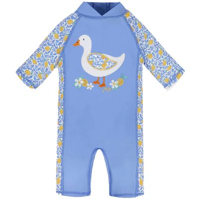 英國 JoJo Maman BeBe - 嬰幼兒/兒童連身式防曬泳裝-夏日檸檬鴨