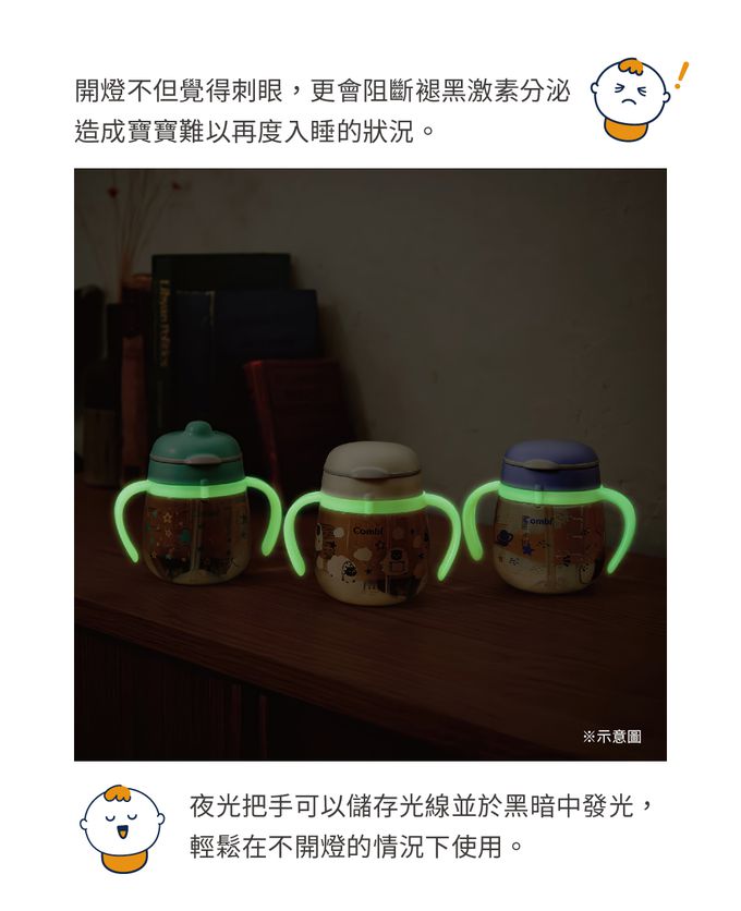 日本 Combi - LakuMug樂可杯第2階段直飲杯-軟萌綿羊G 夜光版-(5個月以上)-240ml-日本製