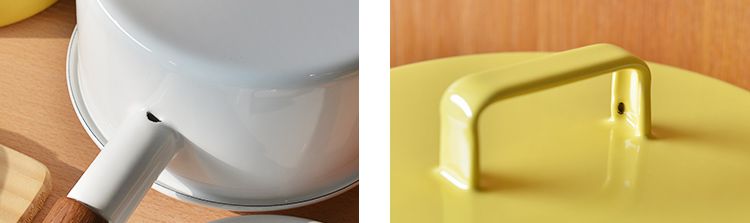日本 365methods - 單柄附蓋琺瑯牛奶鍋-黃 (16cm)-1.7L