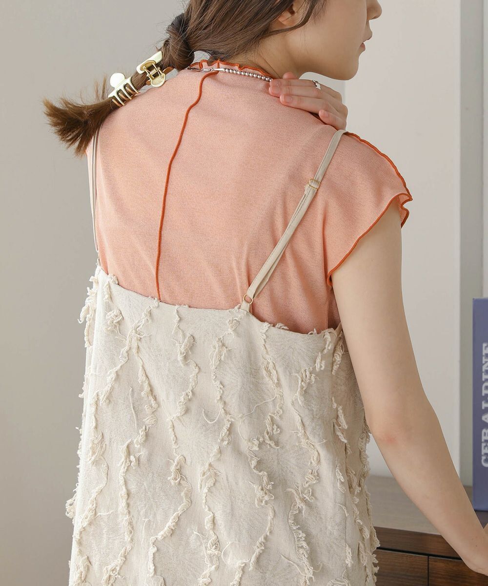 日本 Bab - 雲朵捲捲邊法式袖上衣-氣質杏