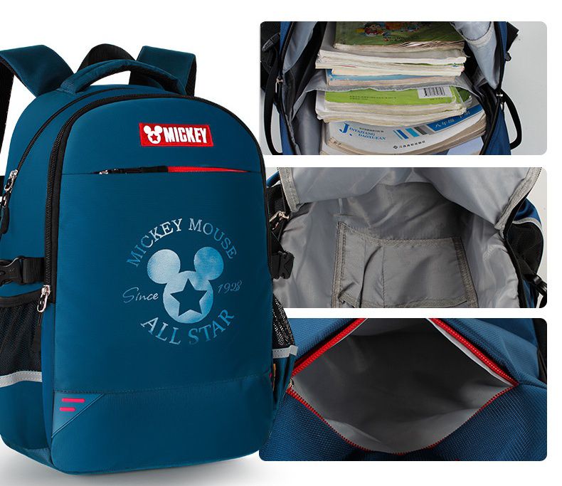休閒大容量透氣減壓書包-卡通人物米奇-深藍色 (建議身高130-150cm)