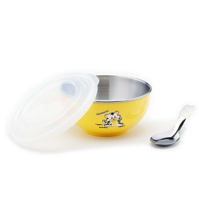 ZEBRA 斑馬 - 304不銹鋼兒童隔熱碗(附湯匙)-黃色 (11CM)-250CC